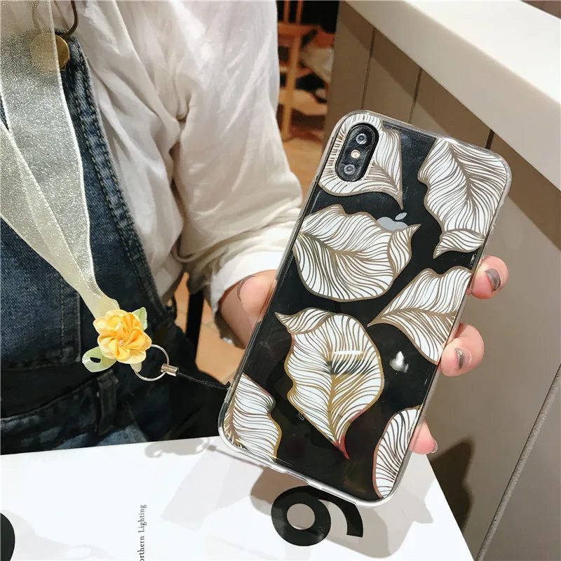 iPhone XS cover case flower leaves (8)