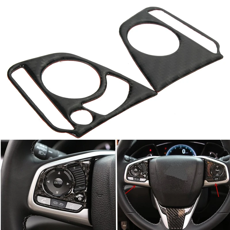 JX-LCLYL 2PCS Interior Steering Wheel Button Cover Trim Decoration for Honda Civic 2016