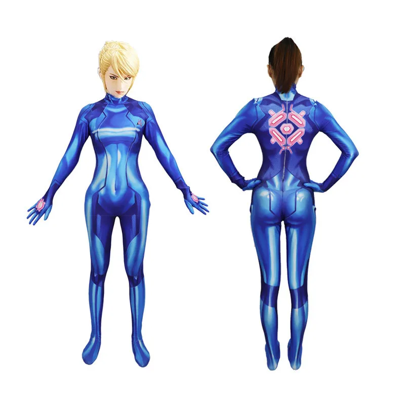 

Women Girls Samus Zero Aran Cosplay Costume 3D Printing Spandex Lycra Zentai Bodysuit Suit Halloween lady's tights Costumes