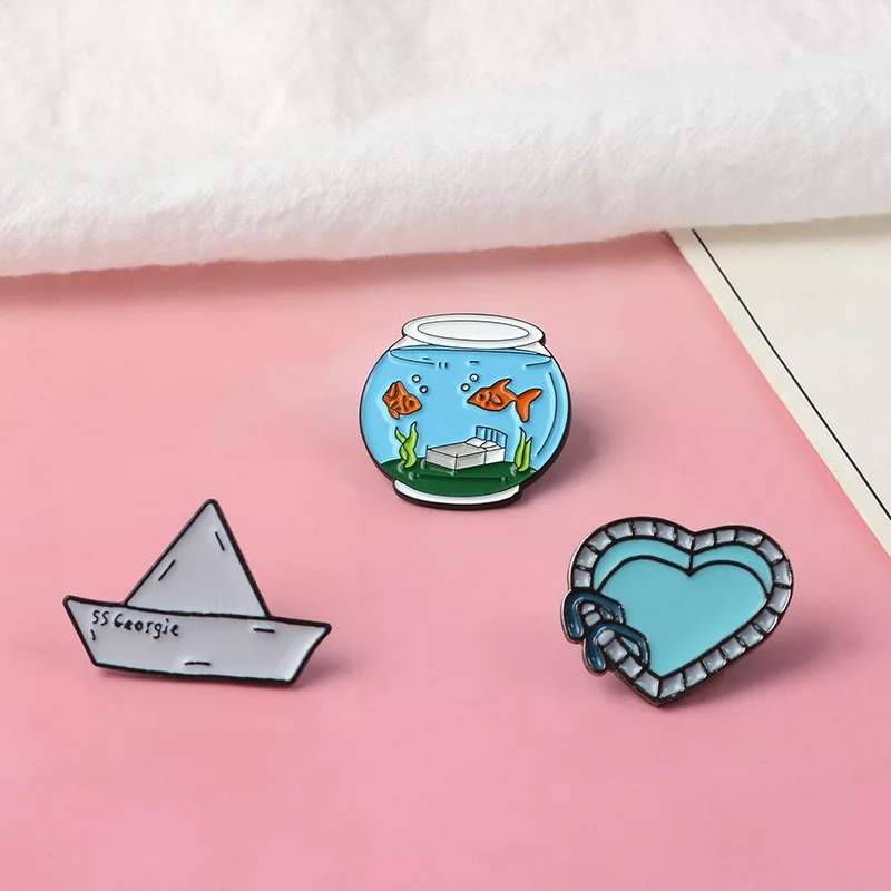Fish Tank Paper Boat Enamel Pin Heart Swimming Pool Badge Brooch Lapel Pin Denim Shirt Collar Cartoon Women Brooch Jewelry
Fish Tank Paper Boat Enamel Pin Heart Swimming Pool Badge Brooch Lapel Pin Denim Shirt Collar Cartoon Women Brooch Jewelry