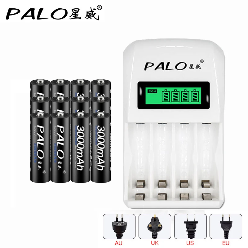Hot ! PALO NC10 intelligent LCD display Indicator 4 Slots AA/AAA Battery Charger + 12pcs AA 3000mah NiMh Batteries Free shipping
Hot ! PALO NC10 intelligent LCD display Indicator 4 Slots AA/AAA Battery Charger + 12pcs AA 3000mah NiMh Batteries Free shipping
