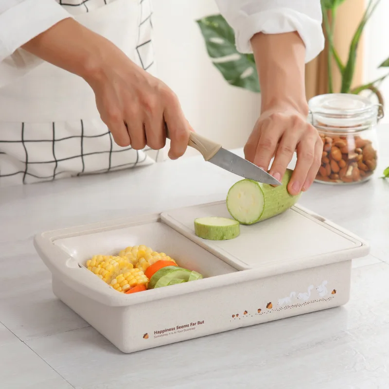 Multifunctional Wheat Straw Cutting Board Chopping Board Kitchen Board with Drain Basket Grinder Fruit Vegetable Storage Box
Multifunctional Wheat Straw Cutting Board Chopping Board Kitchen Board with Drain Basket Grinder Fruit Vegetable Storage Box
