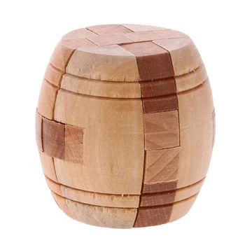 

Hot Wooden Puzzle Cube Kong Ming/Luban Lock For Children Barrel Shape Classical Intellectual Toy IQ Brain Teaser Training Test