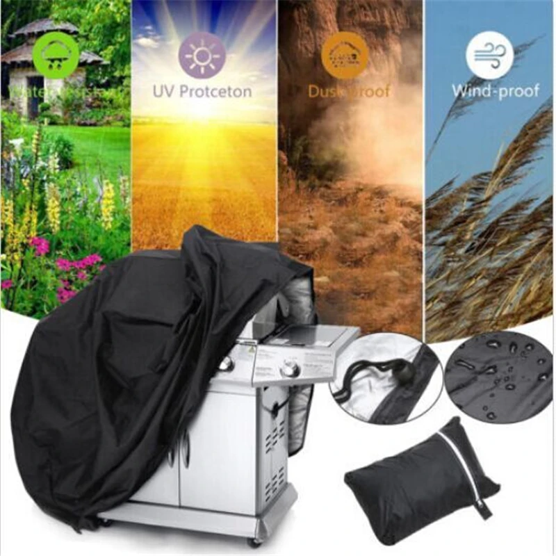 Black Waterproof BBQ Grill Barbeque Cover Outdoor Rain Barbacoa Anti Dust Protector For Gas Charcoal Electric Barbecue Bag | Дом и сад