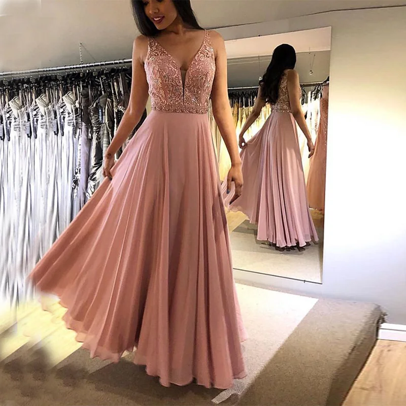 New Arrival V-neck Evening Dresses Backless 2019 Rose Pink Chiffon Women Formal Evening Party Dresses vestidos vestidos de festa
New Arrival V-neck Evening Dresses Backless 2019 Rose Pink Chiffon Women Formal Evening Party Dresses vestidos vestidos de festa