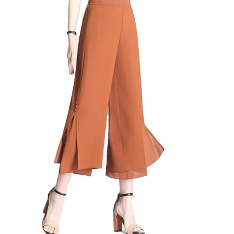 Women New Summer Elastic waist Loose Chiffon Double-Deck Wide leg pants Plus size Fashion Casual Ankle-Length Pants M-5XL G1016
Women New Summer Elastic waist Loose Chiffon Double-Deck Wide leg pants Plus size Fashion Casual Ankle-Length Pants M-5XL G1016