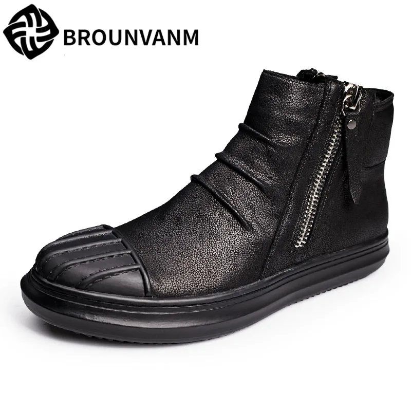 men's leather boots, high skateboard shoes, retro frosted leather casual shoes, flat double zipper boots, black short boots men 
men's leather boots, high skateboard shoes, retro frosted leather casual shoes, flat double zipper boots, black short boots men