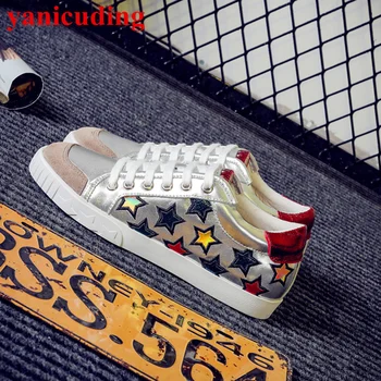 Hot Round Toe Embroidered Star Pattern Women Casual Shoes Low Top Flats Front Lace Up Shoes Chaussures Femmes Handmade Sneakers
Hot Round Toe Embroidered Star Pattern Women Casual Shoes Low Top Flats Front Lace Up Shoes Chaussures Femmes Handmade Sneakers