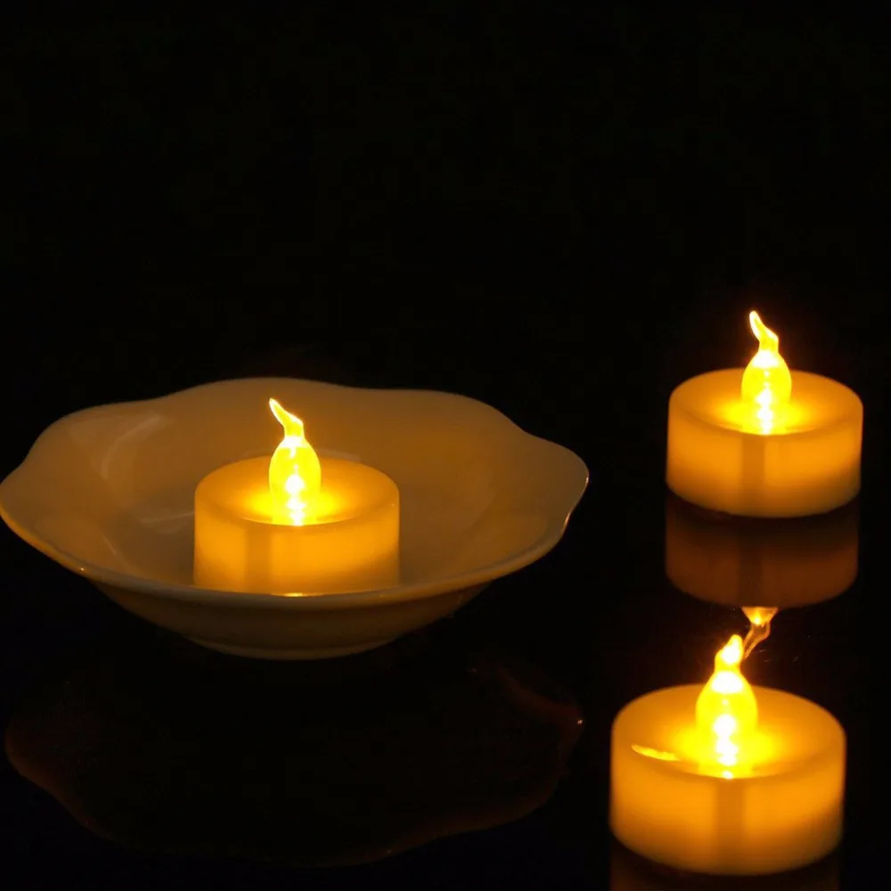 

Flickering Tea Lights 12 pieces, Amber Flickering Candele,Plastic Bright velas led,Long Battery Life LED Candle Light
