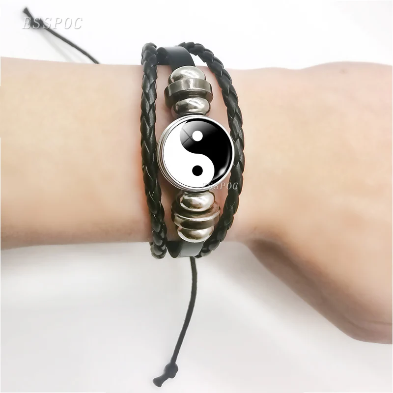 Yin Yang Tai Chi Symbol Leather Bracelet Glass Cabochon Yin Yang Jewelry Weave Daoist Philosophy Multilayer Leather Bracelet
Yin Yang Tai Chi Symbol Leather Bracelet Glass Cabochon Yin Yang Jewelry Weave Daoist Philosophy Multilayer Leather Bracelet
