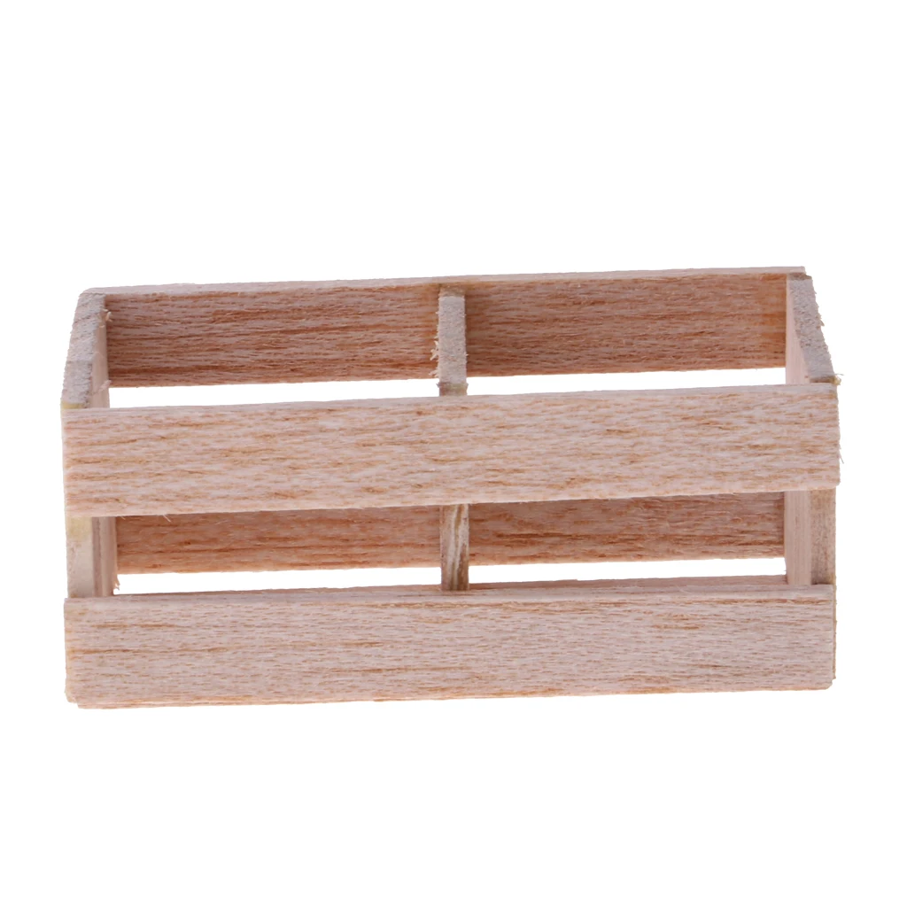 1/12 Wooden Fruits Vegetables Basket for Dollhouse Kitchen Life Scenes Decoration