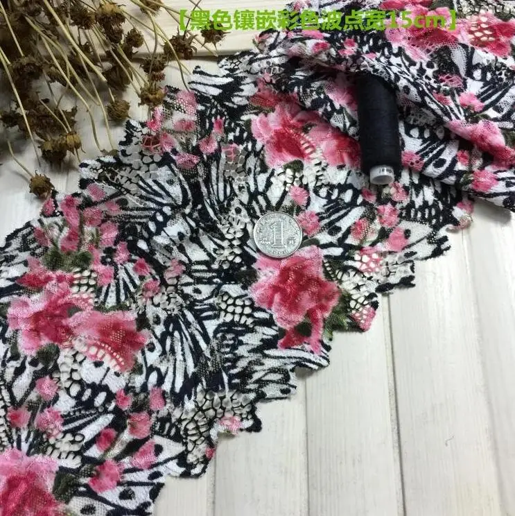 1 Meter Black With Pink Elastic Jacquard Lace Trim Beautiful Stretchy Lace Mesh 15cm Width
1 Meter Black With Pink Elastic Jacquard Lace Trim Beautiful Stretchy Lace Mesh 15cm Width