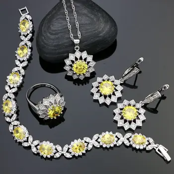 925 Silver Bridal Jewelry Sets For Women Wedding Accessories Yellow Cubic Zirconia Earrings/Pendant/Necklace/Ring/Bracelet Set
925 Silver Bridal Jewelry Sets For Women Wedding Accessories Yellow Cubic Zirconia Earrings/Pendant/Necklace/Ring/Bracelet Set