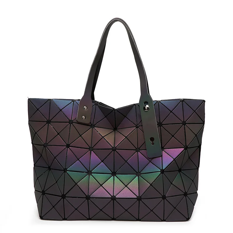 

Luminous sac bao Bag Diamond Tote Geometric Quilted Shoulder Bags Laser Plain Folding Handbags bolso