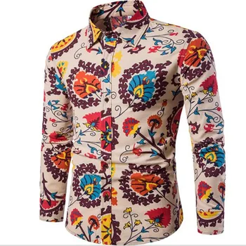 2019 Spring Men's Shirt Floral Printing Long Sleeve Shirts Men Clothes Flowers Printed Shirts Vintage Linen Casual Male Shirt
2019 Spring Men's Shirt Floral Printing Long Sleeve Shirts Men Clothes Flowers Printed Shirts Vintage Linen Casual Male Shirt