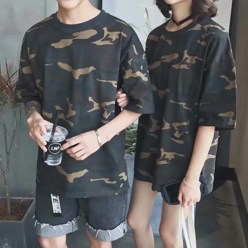 Camouflage couple short-sleeved t-shirt male Harajuku loose trend student half-sleeved clothes
Camouflage couple short-sleeved t-shirt male Harajuku loose trend student half-sleeved clothes