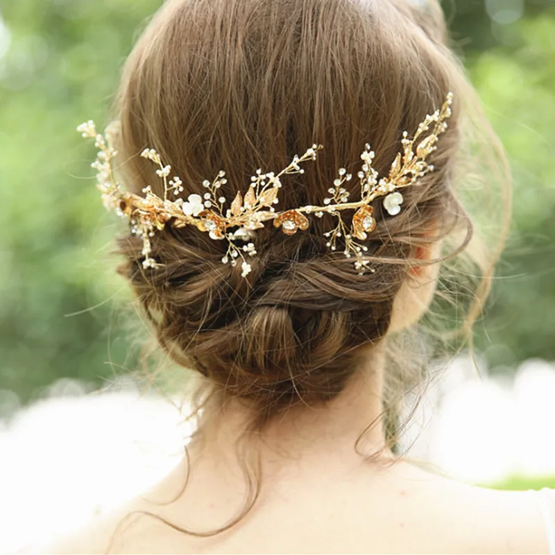 2019 New Delicate Flower Gold Handmade Bridal Hair Comb Jewelry Cystal Rhinestones Pearls Headpieces Wedding Hair Accessories
2019 New Delicate Flower Gold Handmade Bridal Hair Comb Jewelry Cystal Rhinestones Pearls Headpieces Wedding Hair Accessories