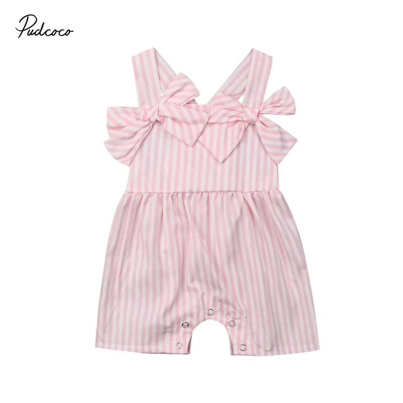 2019 Brand Summer Kids Baby Girls Stripe One-piece Romper Cute Summer New Bow Bandage Sleeveless Jumpsuit Sunsuit Outfit Clothes
2019 Brand Summer Kids Baby Girls Stripe One-piece Romper Cute Summer New Bow Bandage Sleeveless Jumpsuit Sunsuit Outfit Clothes