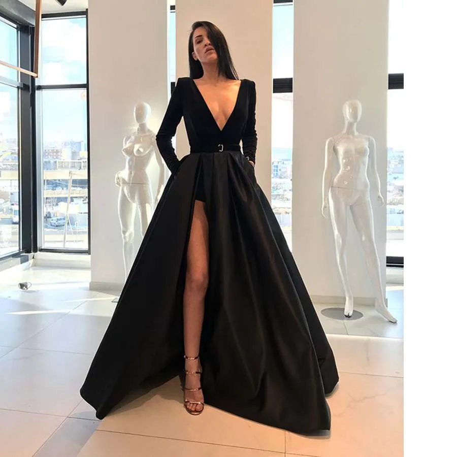 Muslim Black luxury Evening Dresses Long 2019 V-Neck Line Long Sleeve Sexy Islamic Dubai Saudi Arab Long Evening Gown Prom Dress
Muslim Black luxury Evening Dresses Long 2019 V-Neck Line Long Sleeve Sexy Islamic Dubai Saudi Arab Long Evening Gown Prom Dress