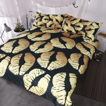 Black Stylish Bedding Chic Gold Glitter Lips Pattern Duvet Cover 3 Piece Trendy Comforter Cover Set
Black Stylish Bedding Chic Gold Glitter Lips Pattern Duvet Cover 3 Piece Trendy Comforter Cover Set