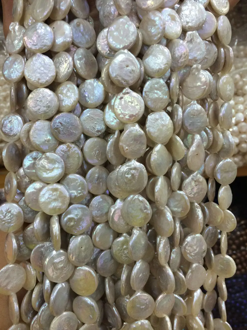 Natural AAA 12mm White Biwa Flat Round Coin Pearl Beads | Украшения и аксессуары