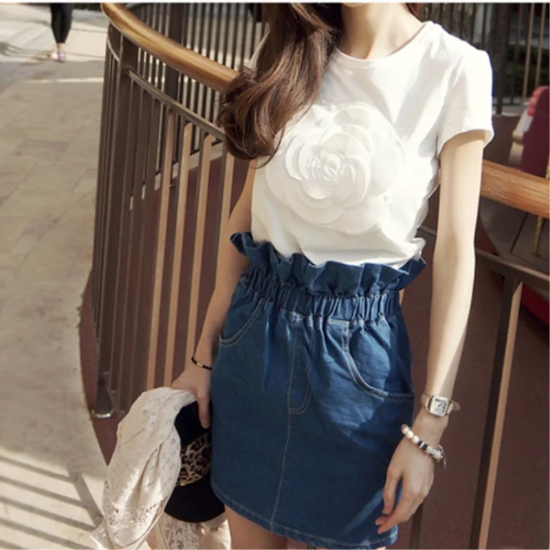 Summer Women 3D Camellia Embroidery Luxury T-shirt Ladies Tops Slim Casual Tee Shirts Vetement Femal
Summer Women 3D Camellia Embroidery Luxury T-shirt Ladies Tops Slim Casual Tee Shirts Vetement Femal