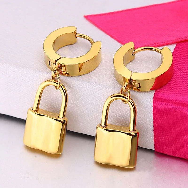Stainless Steel Lock Pendant Drop Earrings Men's Unisex Jewelry Punk Dangle Small Loop Earrings Rock Party Jewelry For Women Men
Stainless Steel Lock Pendant Drop Earrings Men's Unisex Jewelry Punk Dangle Small Loop Earrings Rock Party Jewelry For Women Men