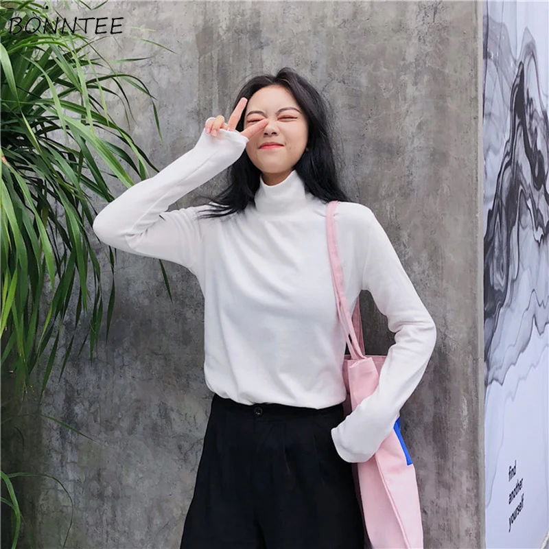 T-shirts Women Turtleneck Solid Korean Style Elegant Ladies Simple All-match T-shirt Womens Slim Soft Daily Tees Long Sleeve
T-shirts Women Turtleneck Solid Korean Style Elegant Ladies Simple All-match T-shirt Womens Slim Soft Daily Tees Long Sleeve