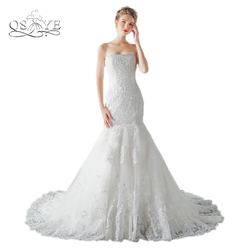 QSYYE элегантные кружевные свадебные платья Русалочки 2017 Vestido de Novia бисерные