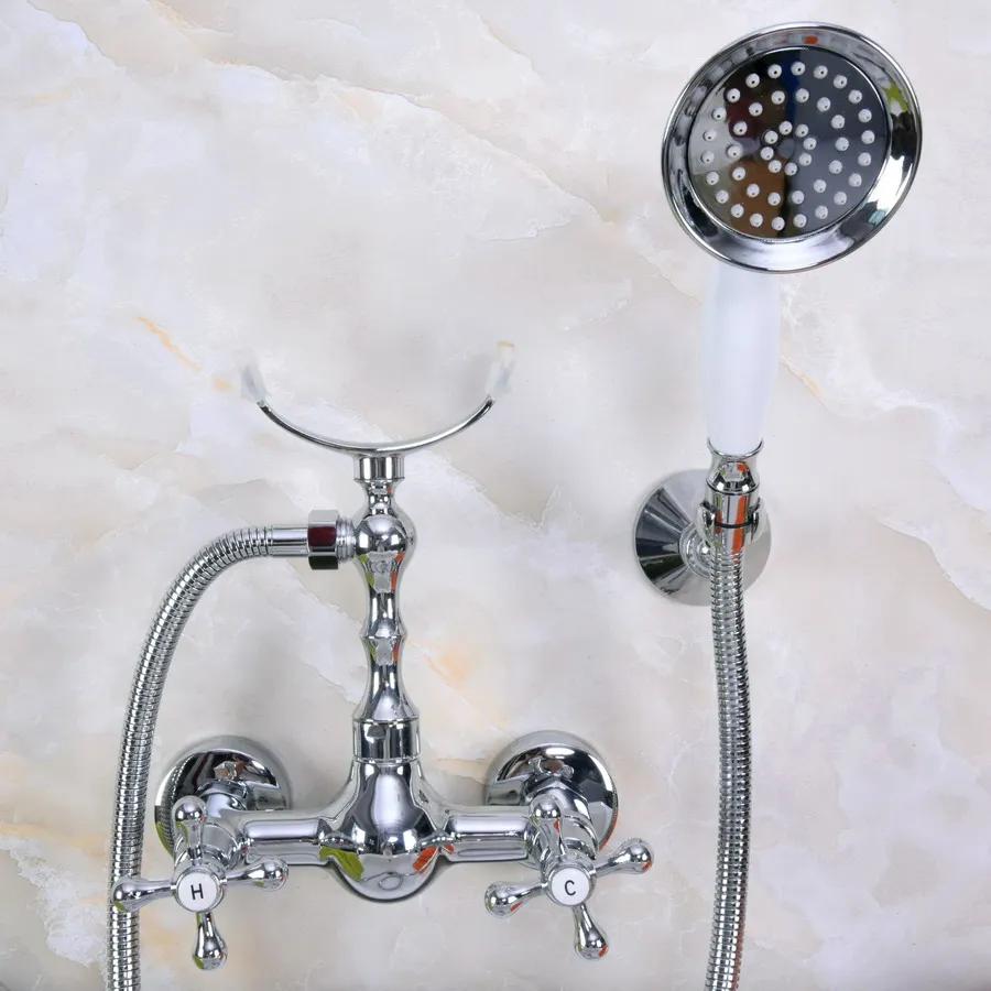 Modern Wall Mount Polished Chrome Brass Bathroom Clawfoot Hand Shower Faucet Mixer Tap Set Telephone Shape Hand Spray ana253
Modern Wall Mount Polished Chrome Brass Bathroom Clawfoot Hand Shower Faucet Mixer Tap Set Telephone Shape Hand Spray ana253