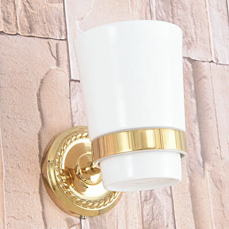 Gold Color Brass Single Toothbrush Holder With Ceramic Cup Wall Mounted Bathroom Accessories aba592
Gold Color Brass Single Toothbrush Holder With Ceramic Cup Wall Mounted Bathroom Accessories aba592