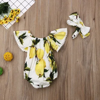 2019 New Fashion Baby Girl Clothes Lemon Print Off Shoulder Bodysuits Bow Sunsuit Headband 2pcs Outfits
2019 New Fashion Baby Girl Clothes Lemon Print Off Shoulder Bodysuits Bow Sunsuit Headband 2pcs Outfits