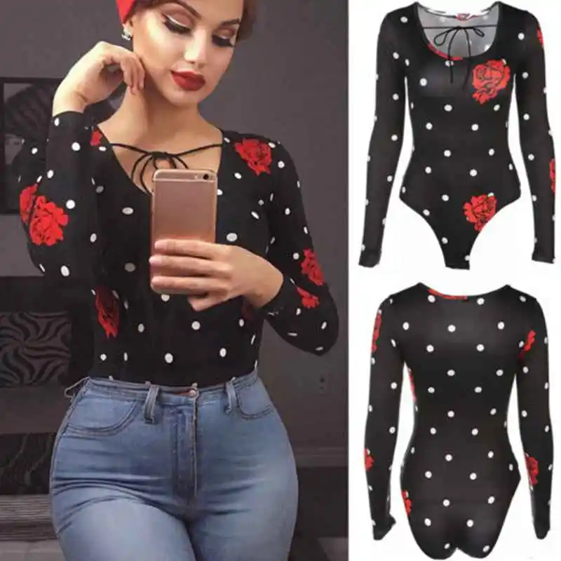 Fashion Womens Casual Dot Floral Long Sleeve Leotard Bodysuit Skinny Stretch Body Tops
Fashion Womens Casual Dot Floral Long Sleeve Leotard Bodysuit Skinny Stretch Body Tops