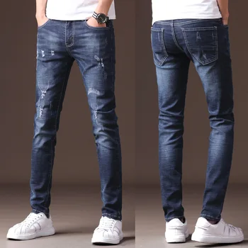 Spring 2020 men's spring leisure feet pants jeans hole cultivate one's morality show thin trend
Spring 2020 men's spring leisure feet pants jeans hole cultivate one's morality show thin trend