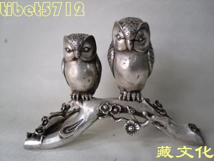 18cm tall Tibet Buddhism Silver painted bronze 2 pie Bird on Plum flower Statue Garden Decoration 100% real Brass Bronze
18cm tall Tibet Buddhism Silver painted bronze 2 pie Bird on Plum flower Statue Garden Decoration 100% real Brass Bronze