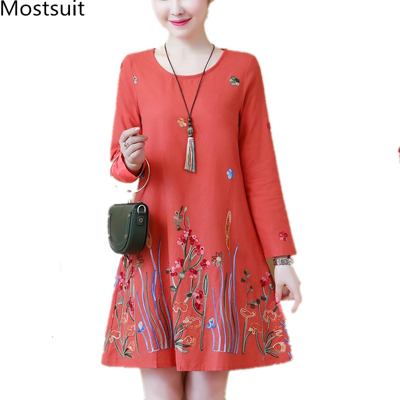 M-5xl 2019 Autumn Floral Embroidery Dress Women Plus Size Long Sleeve O-neck Vintage Elegant Korean Dresses Vestidos Black Red
M-5xl 2019 Autumn Floral Embroidery Dress Women Plus Size Long Sleeve O-neck Vintage Elegant Korean Dresses Vestidos Black Red