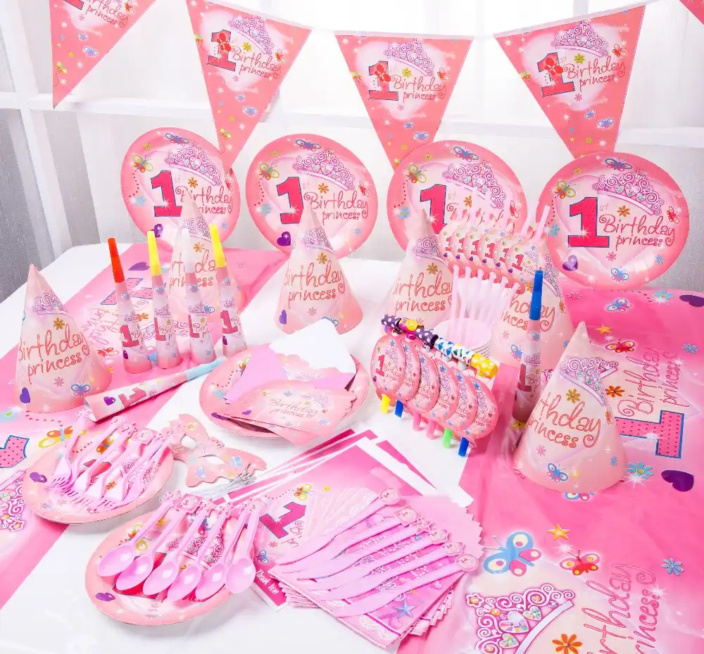 Happy Birthday Kids Princess Girl 1st Baby Shower Wedding Festival