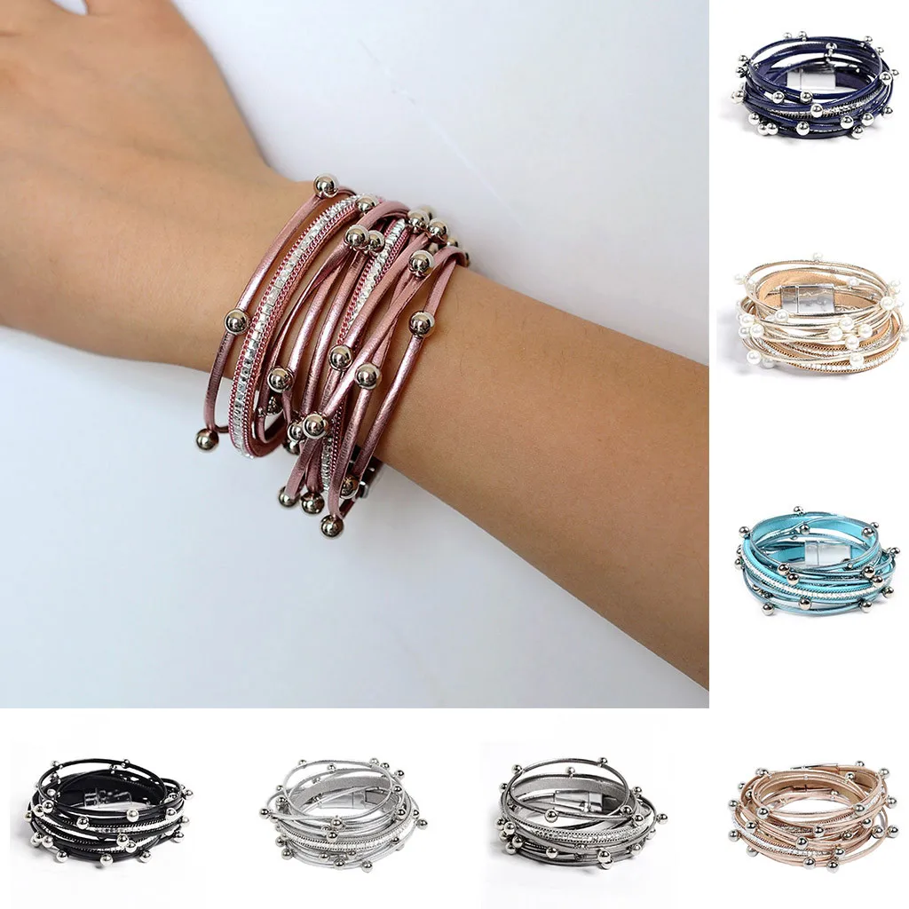 Women's Multi-layer Pearl Leather Bracelet With Magnet Buckle Bracelet Special design and unique structure F717
Women's Multi-layer Pearl Leather Bracelet With Magnet Buckle Bracelet Special design and unique structure F717