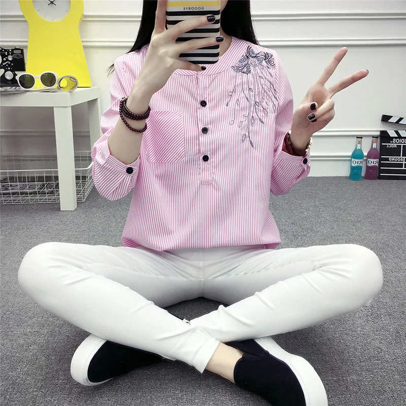 2019 Spring New Korean Style blouse Long Sleeve chiffon Shirt female Wear casual Women Striped Shirt Fashion elegant tops 710B30
2019 Spring New Korean Style blouse Long Sleeve chiffon Shirt female Wear casual Women Striped Shirt Fashion elegant tops 710B30
