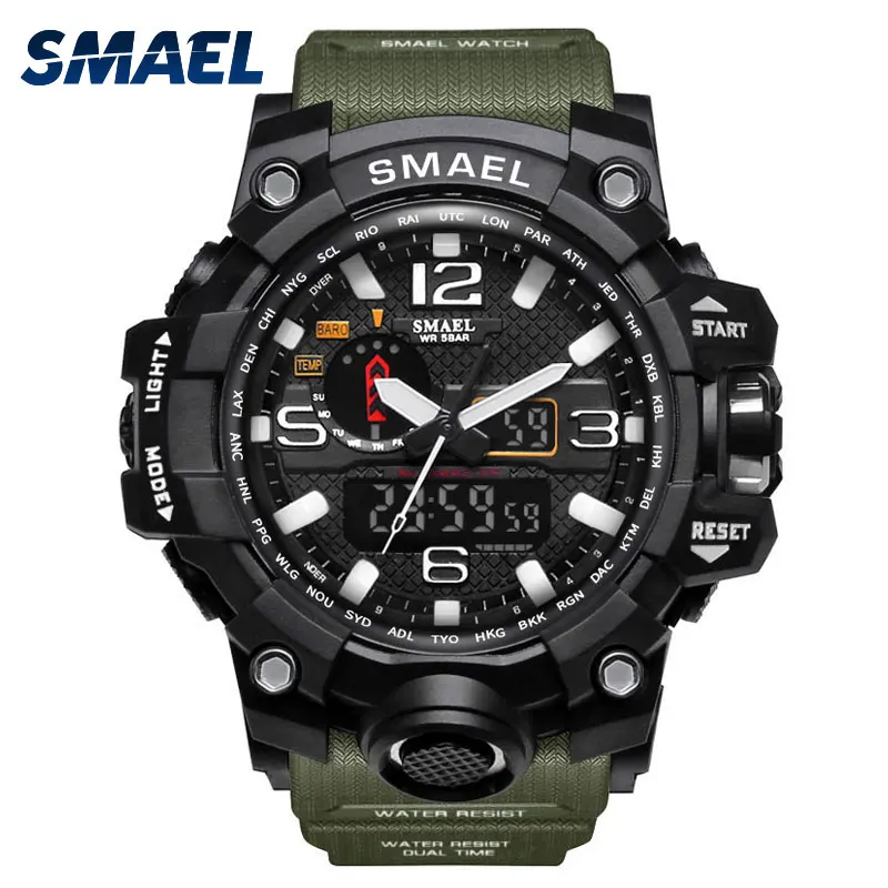 Sport Watches Waterproof SMAEL S Shock Army Green Watch Digital Men Fashion LED Watch Big Dial 1545 Mens Army Watches Military
Sport Watches Waterproof SMAEL S Shock Army Green Watch Digital Men Fashion LED Watch Big Dial 1545 Mens Army Watches Military