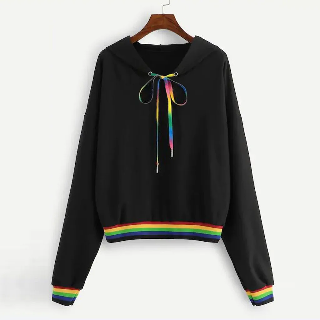 Autumn NEW Arrival HOT Fashion Womens Long Sleeve Rainbow Patchwork Hooded Sweatshirt Casual Blouse Pullover свитер Freeship
Autumn NEW Arrival HOT Fashion Womens Long Sleeve Rainbow Patchwork Hooded Sweatshirt Casual Blouse Pullover свитер Freeship