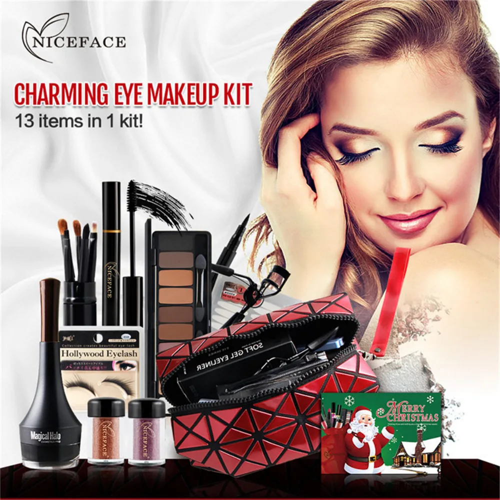 

Christmas Eye Make Up Kits Gift Eyeshadow Pallete Mascara Makeup Brushes Eyebrow Pencil Liquid Eyeliner Makeup Set