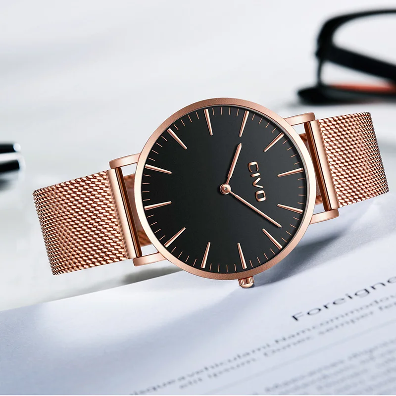 CIVO Fashion Simple Unisex Wrist Watches Waterproof Rose Gold Steel Mesh Watches For Womens Slim Minimalist Wristwatch Men
CIVO Fashion Simple Unisex Wrist Watches Waterproof Rose Gold Steel Mesh Watches For Womens Slim Minimalist Wristwatch Men