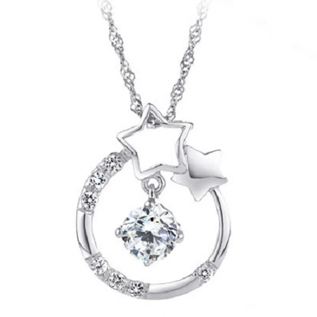 Фото Simple design Fashion star Necklaces For Women Charm Silver Plated Pendant Hollow Necklace Elegant Retro Jewelry | Украшения и