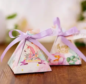 50 Pcs New Arrival Unicorn Triangular Pyramid Wedding Favors Candy Box Bomboniera Party Supplies Thanks Chocolate Gift Box
50 Pcs New Arrival Unicorn Triangular Pyramid Wedding Favors Candy Box Bomboniera Party Supplies Thanks Chocolate Gift Box