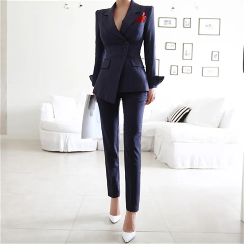 Pant Suits 2 Piece Sets Striped Blazer Jacket &Trousers For Women Office Lady Outfits Spring Business Formal Work Wear Uniform
Pant Suits 2 Piece Sets Striped Blazer Jacket &Trousers For Women Office Lady Outfits Spring Business Formal Work Wear Uniform