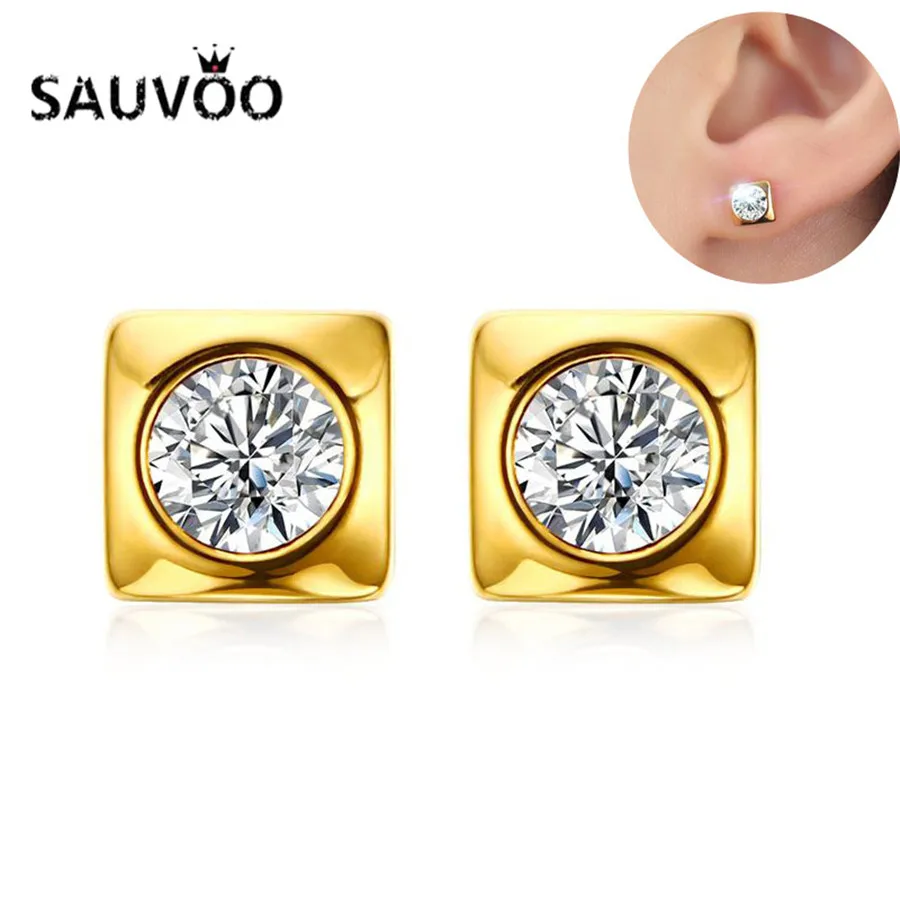 SAUVOO Crystal Square Brincos Stainless Steel Small Stud Earrings For Women Gold Color Simple Statement Earrings 2018
SAUVOO Crystal Square Brincos Stainless Steel Small Stud Earrings For Women Gold Color Simple Statement Earrings 2018