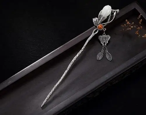 S925 925 silver hairpin hair stick ebony butterfly natural stone flower vintage 13.5cm
S925 925 silver hairpin hair stick ebony butterfly natural stone flower vintage 13.5cm