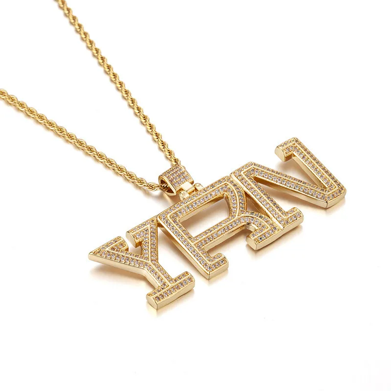 Iced Out YRN Letters Pendant Necklace With Gold Chain AAA Zircon New Arrival Mens Necklace Hip Hop Jewelry
Iced Out YRN Letters Pendant Necklace With Gold Chain AAA Zircon New Arrival Mens Necklace Hip Hop Jewelry