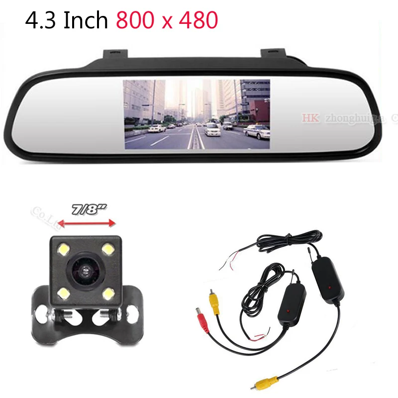 3 in 1 hd 4.3 Inch Car Rearview Mirror Monitor + 2.4Ghz Wireless Video Transmitter and Receiver Kit with Rear View Backup Camera
3 in 1 hd 4.3 Inch Car Rearview Mirror Monitor + 2.4Ghz Wireless Video Transmitter and Receiver Kit with Rear View Backup Camera